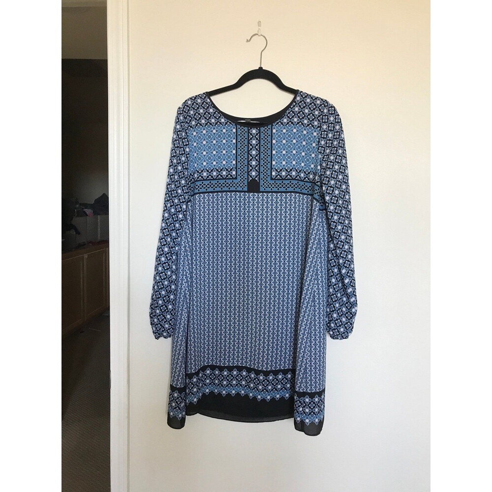 Max studio bohemians flowers blue shift dress